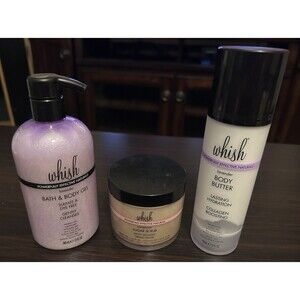 3 New Whish Beauty Products - Sugar Scrub, Bath & Body Gel, Lavender Body Butter